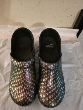 Dansko Iridescent Scale-Pattern Clogs
